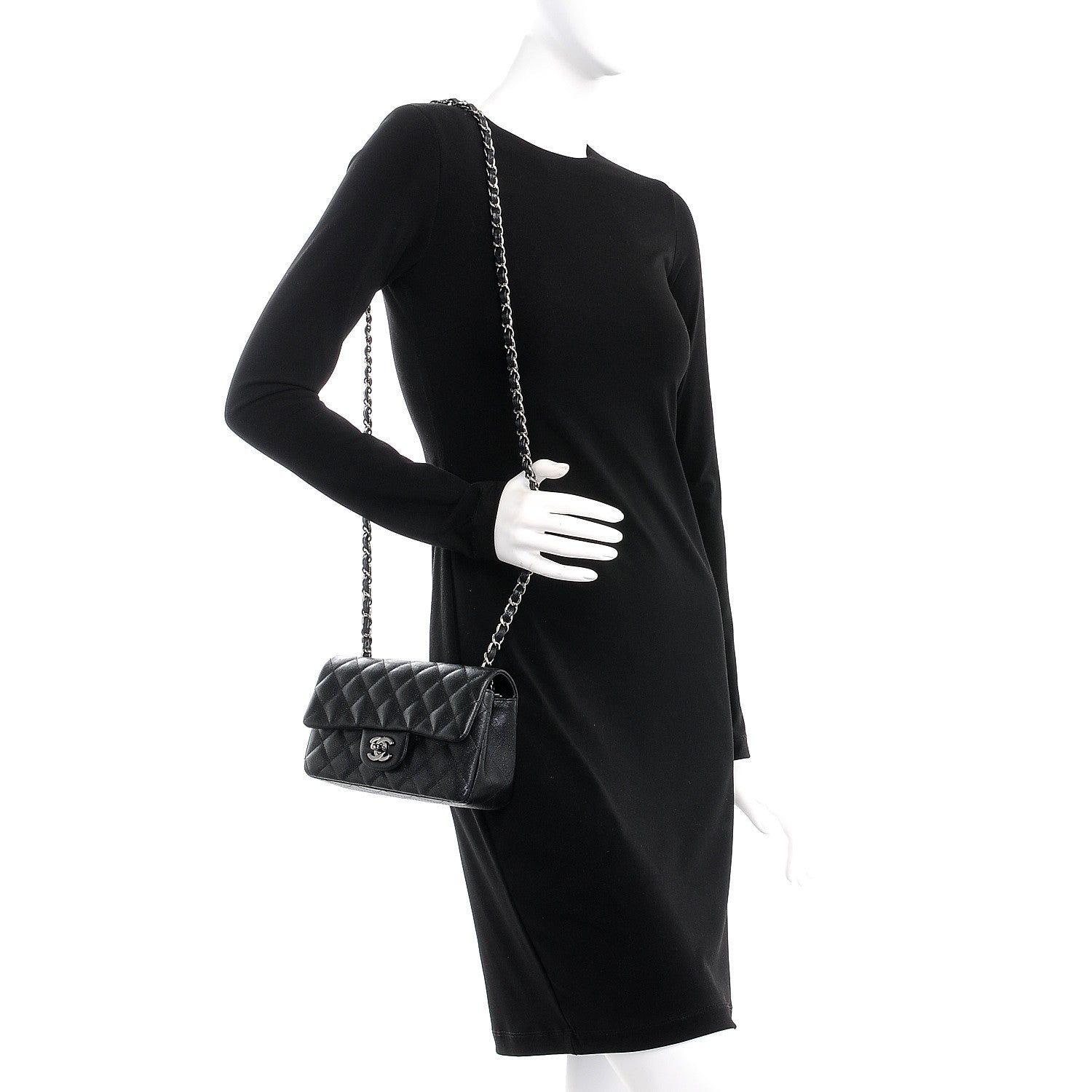Chanel Iridescent Caviar Quilted Mini Rectangular Flap Black 2 of 8