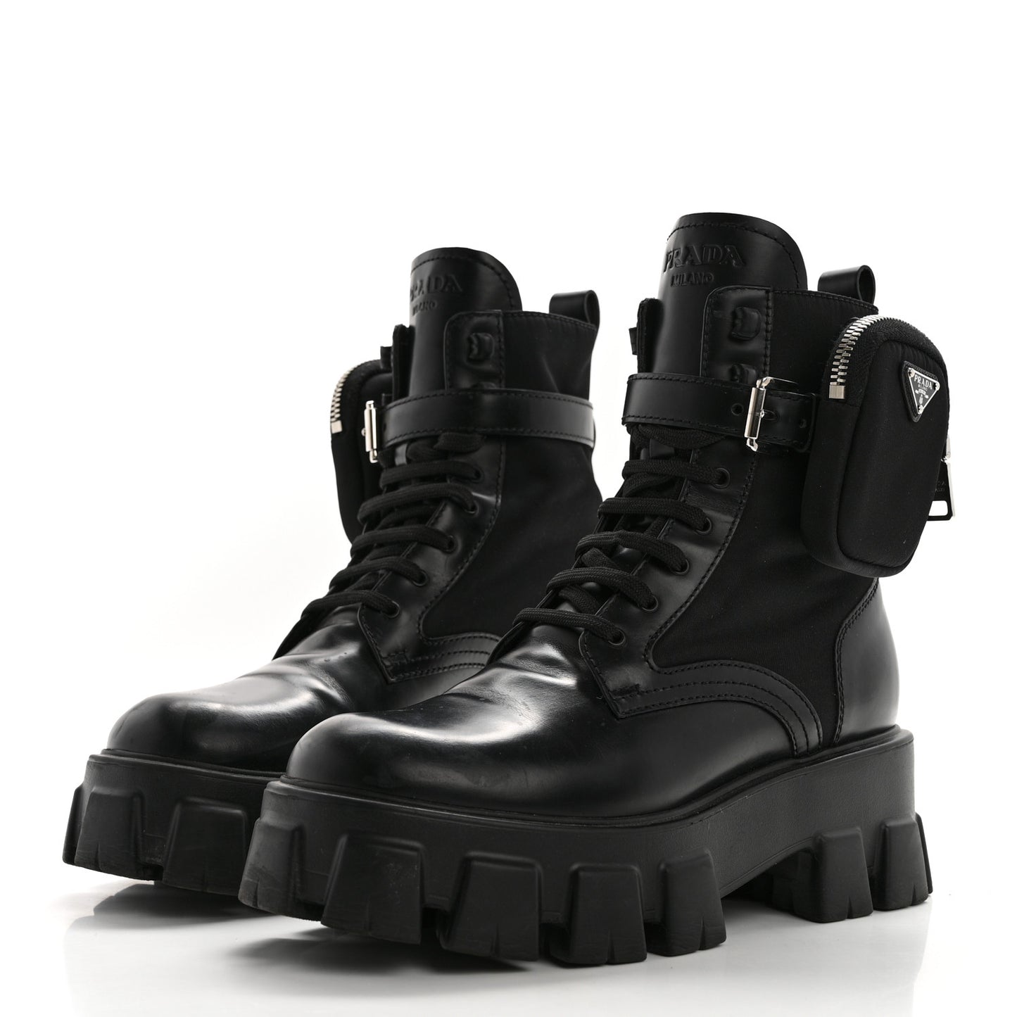 Spazzolato Rois Re-Nylon Metal Triangle Logo Monolith Pouch Pocket 55mm Boots 38.5 Black