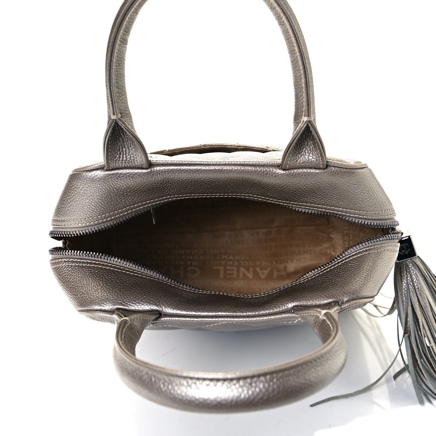 Chanel Metallic Caviar Quilted Vertical Bowler Light Gold 7 of 7