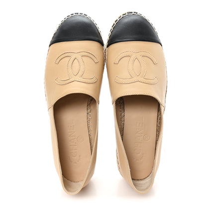 Chanel Lambskin CC Espadrilles 37 Beige Black 2 of 10