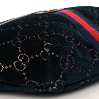 Gucci Velvet GG Monogram Web Belt Bag Blue Beige 8 of 9