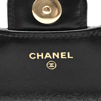 Chanel Lambskin Quilted Top Handle Flap Coin Purse With Chain Black 6 of 12