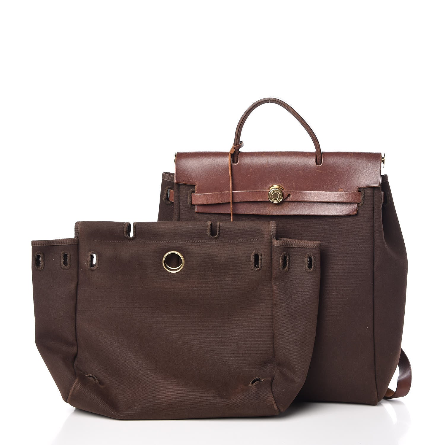 Hermes Toile Vache Calfskin Herbag 30 PM Backpack Havane 3 of 11