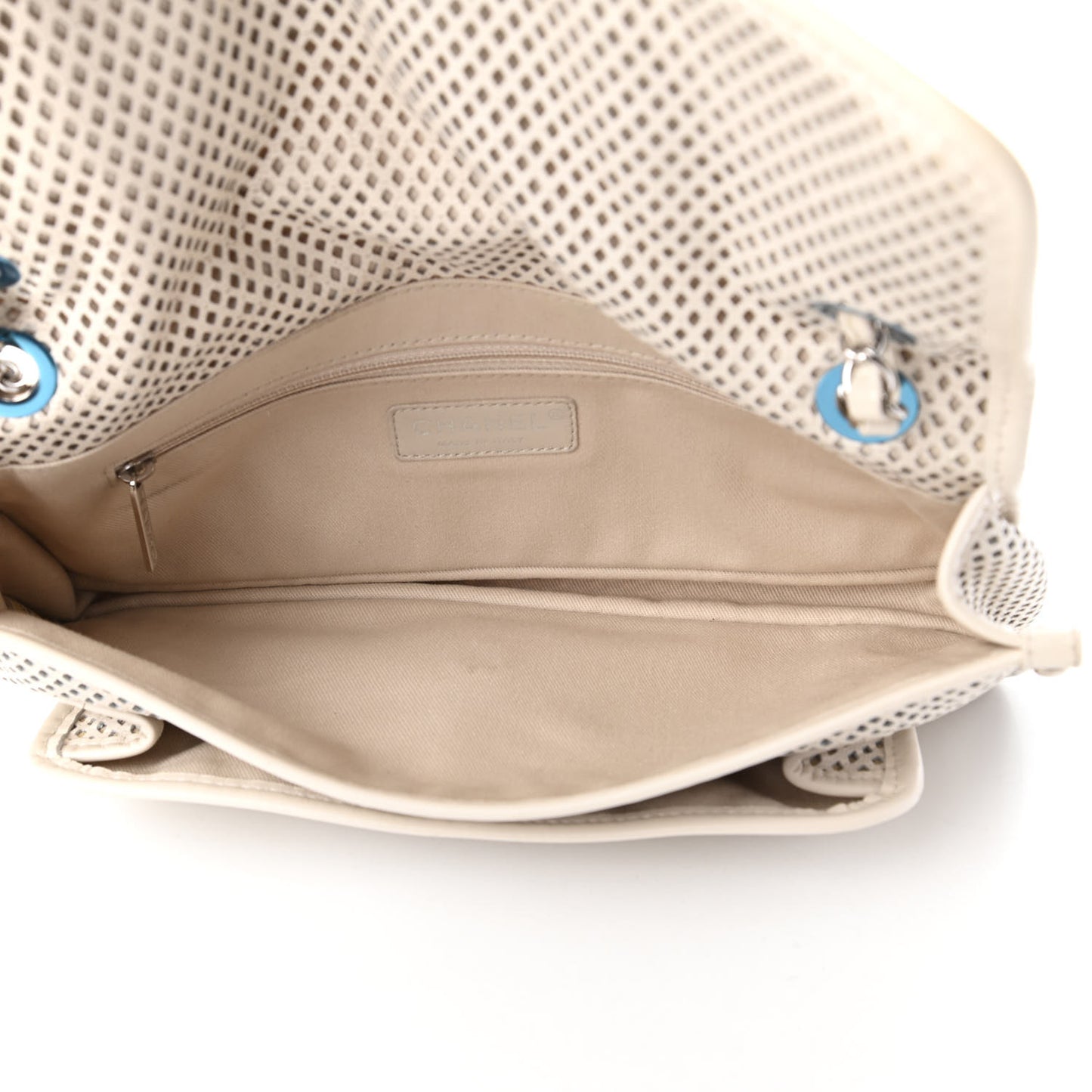 Perforated Calfskin Up In The Air Flap White