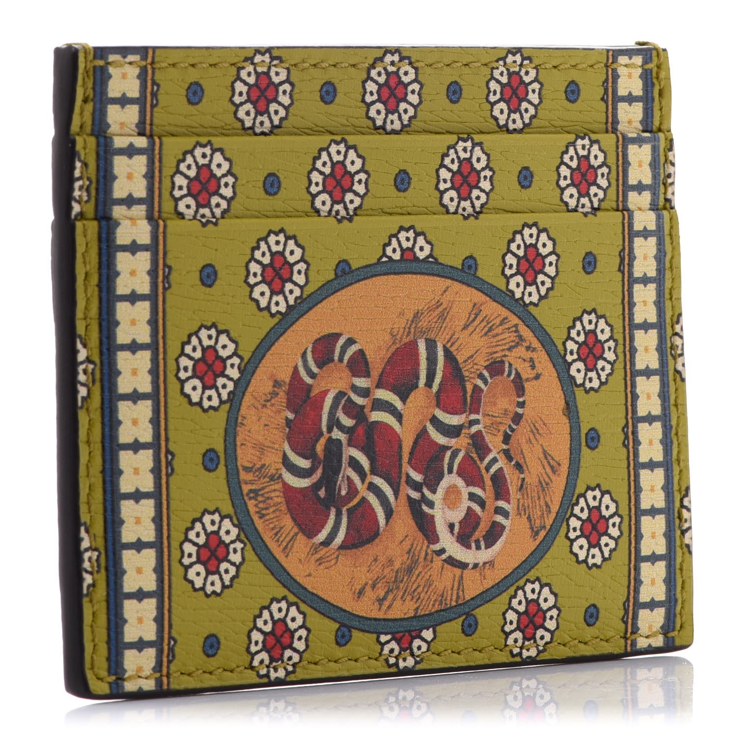 Gucci Garden Print Card Holder Wallet Green Multicolor 909728