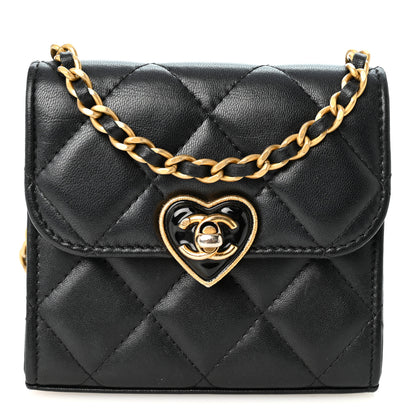 Chanel Lambskin Plexiglass Quilted Coco Love Clutch With Chain Black 1 of 11