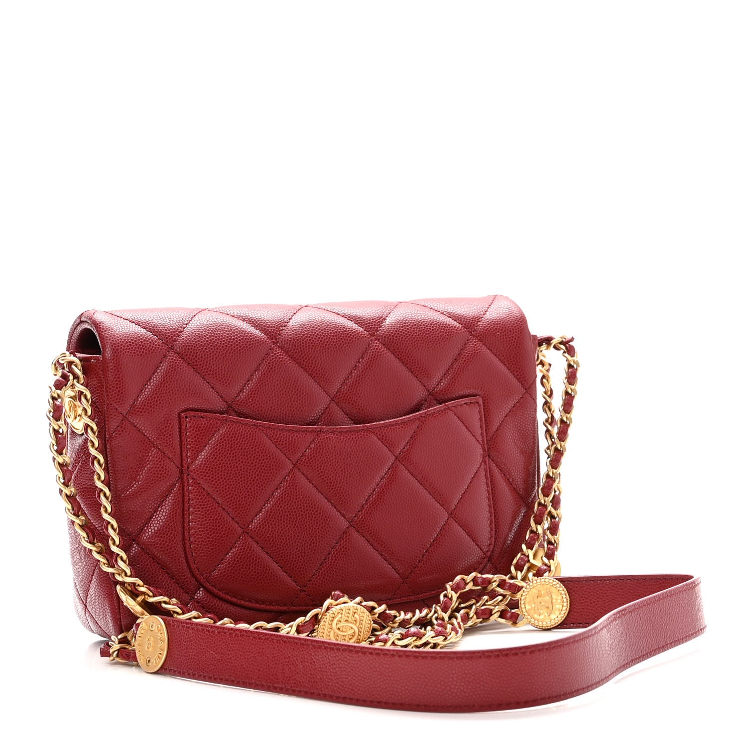 Chanel Caviar Quilted Small Twist Your Buttons Flap Burgundy 3 of 10