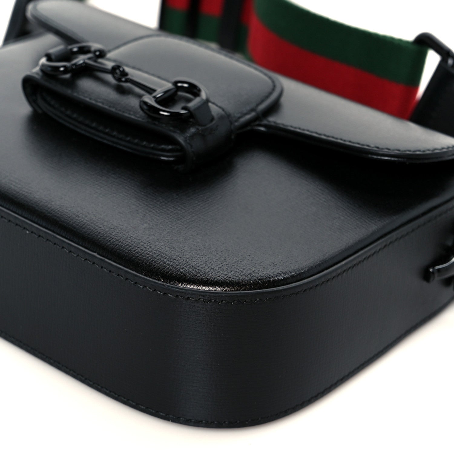 Gucci Azalea Calfskin Web Monochrome Small Horsebit 1955 Shoulder Bag Black 11 of 12