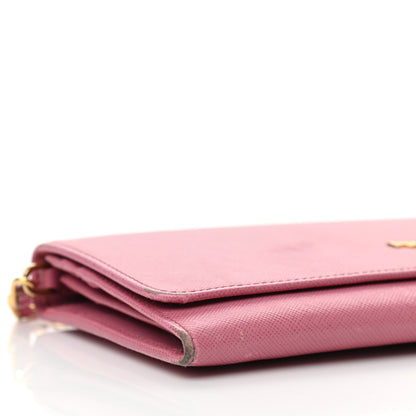 Prada Saffiano Metal Oro Chain Wallet Ibisco 9 of 14
