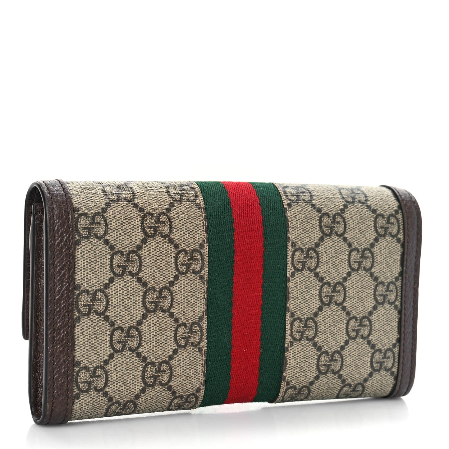 GG Supreme Monogram Web Ophidia Continental Wallet Brown