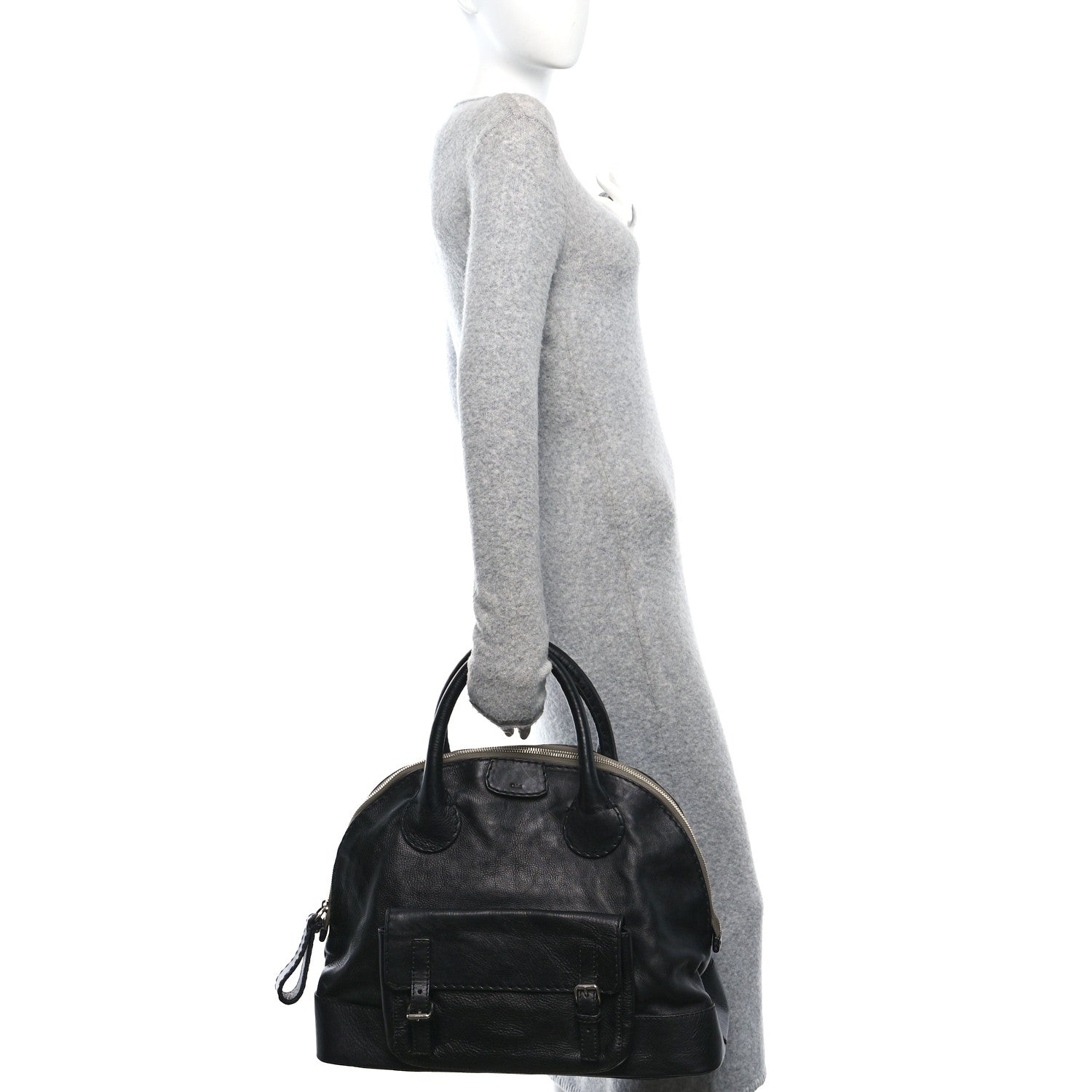 Chloe Calfskin Edith Dome Bowler Black 3 of 9