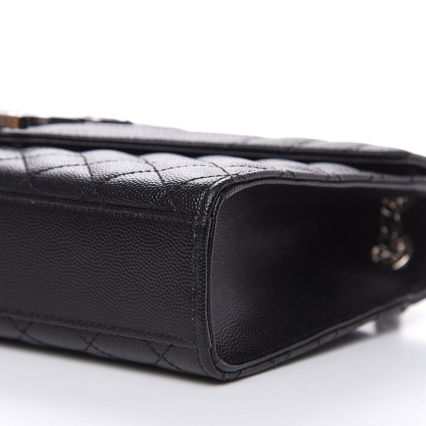 Grain De Poudre Textured Mixed Matelasse Triquilt Medium Monogram Satchel Black