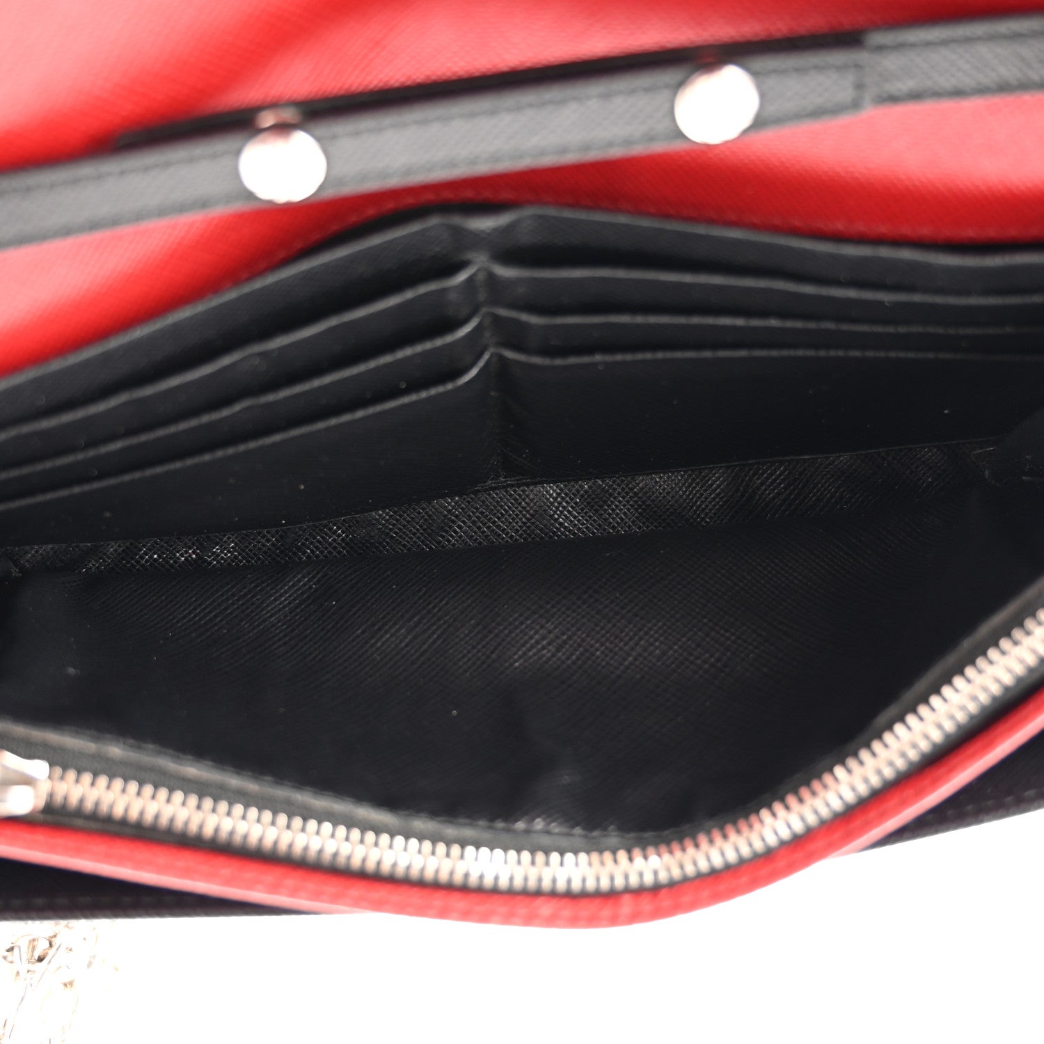 Prada Saffiano Bi-Color Wallet On Chain Black Fuoco 7 of 9