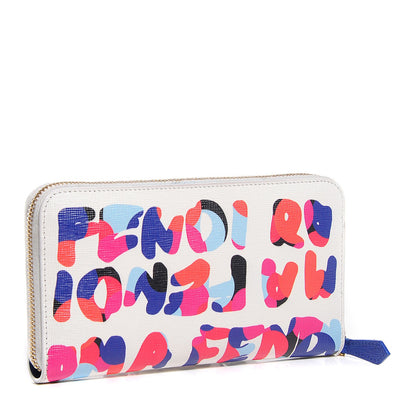 Fendi Vitello Elite Fendi Roma Simply Zip Around Wallet White Multicolor 3 of 9