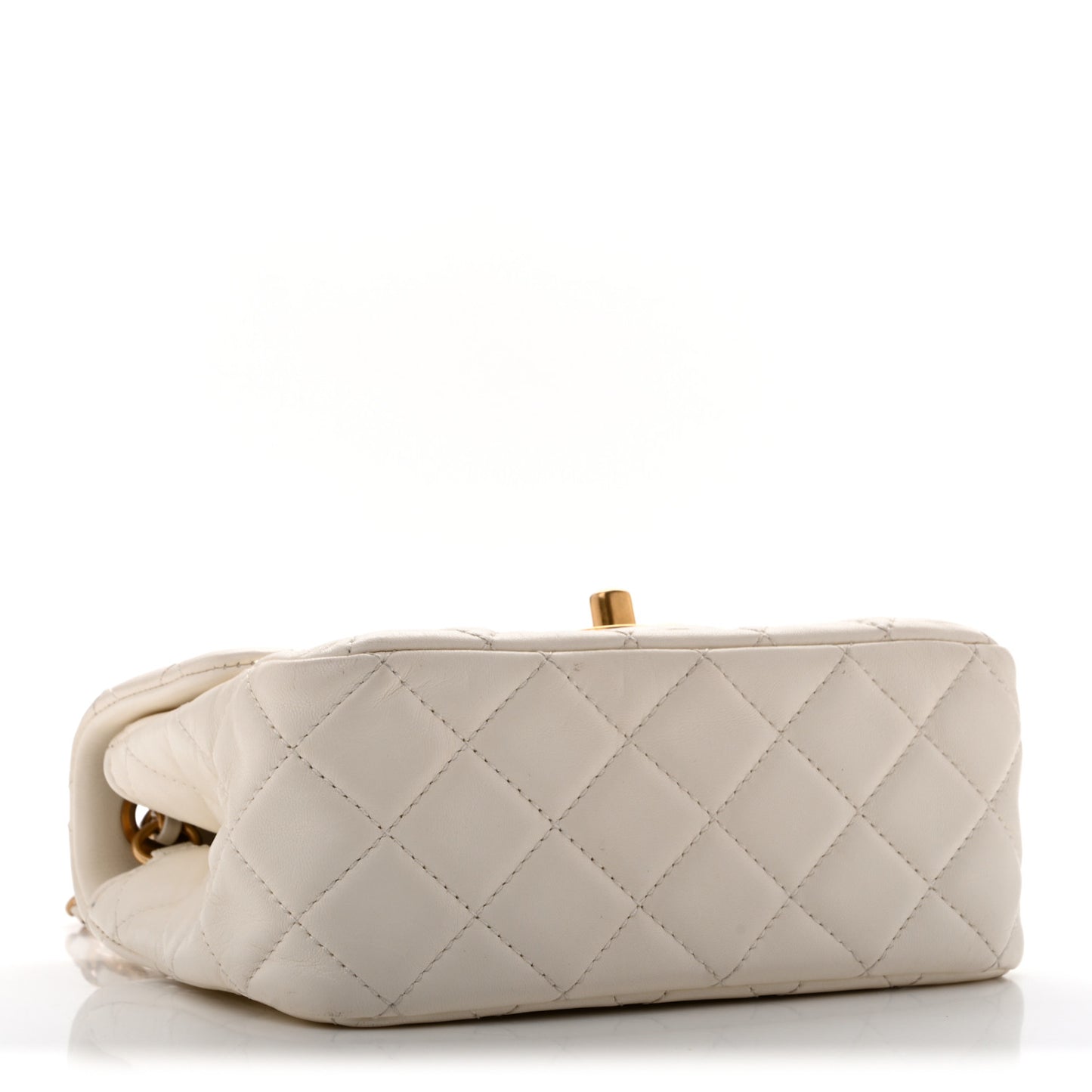 Lambskin Quilted Mini Pearl Crush Flap White