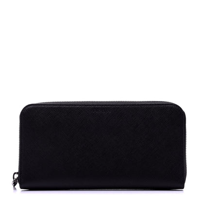 Prada Saffiano Zip Around Wallet Black 1 of 9