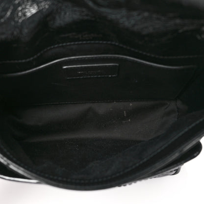 Saint Laurent Crinkled Calfskin Matelasse Monogram Baby Niki Chain Satchel Black 5 of 10