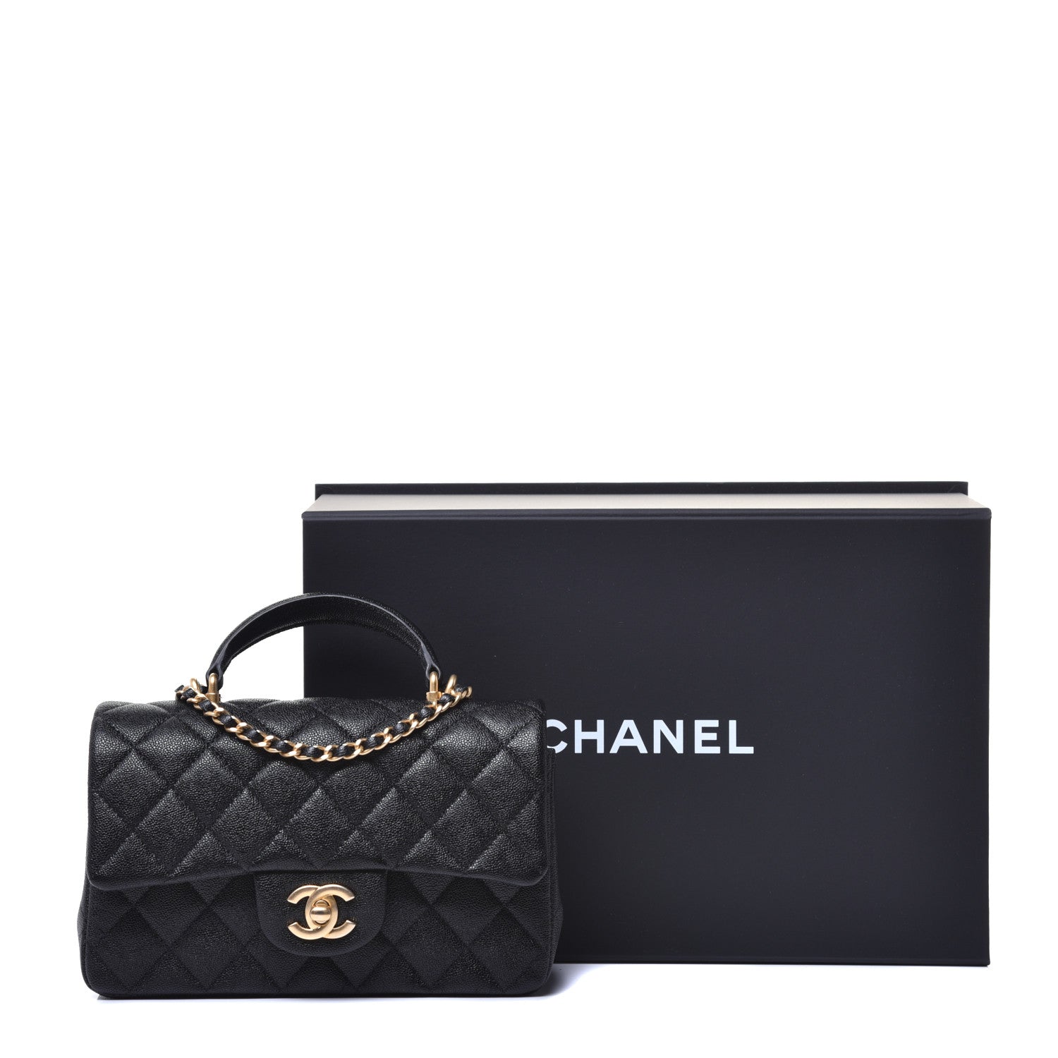 Chanel Caviar Quilted Mini Top Handle Rectangular Flap Black 10 of 10