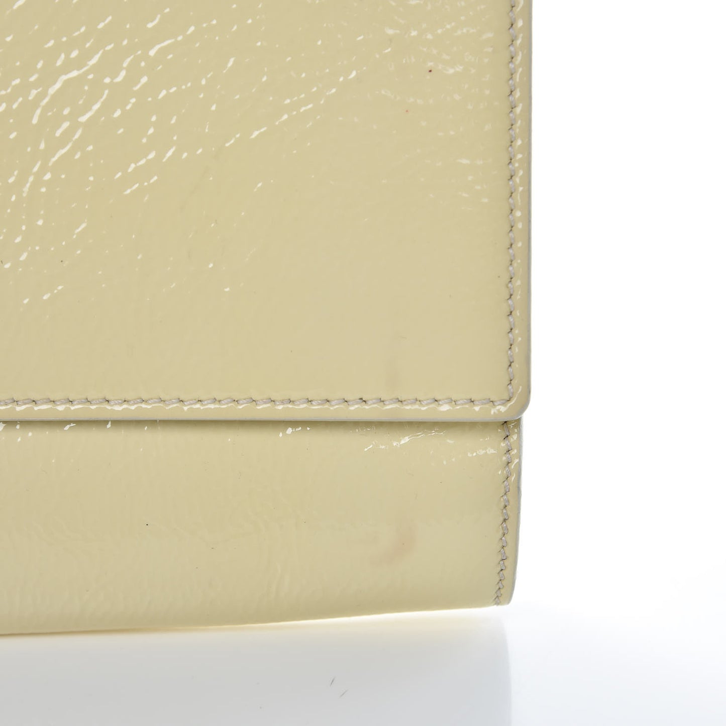 Patent Calfskin Large Belle De Jour Clutch Off White
