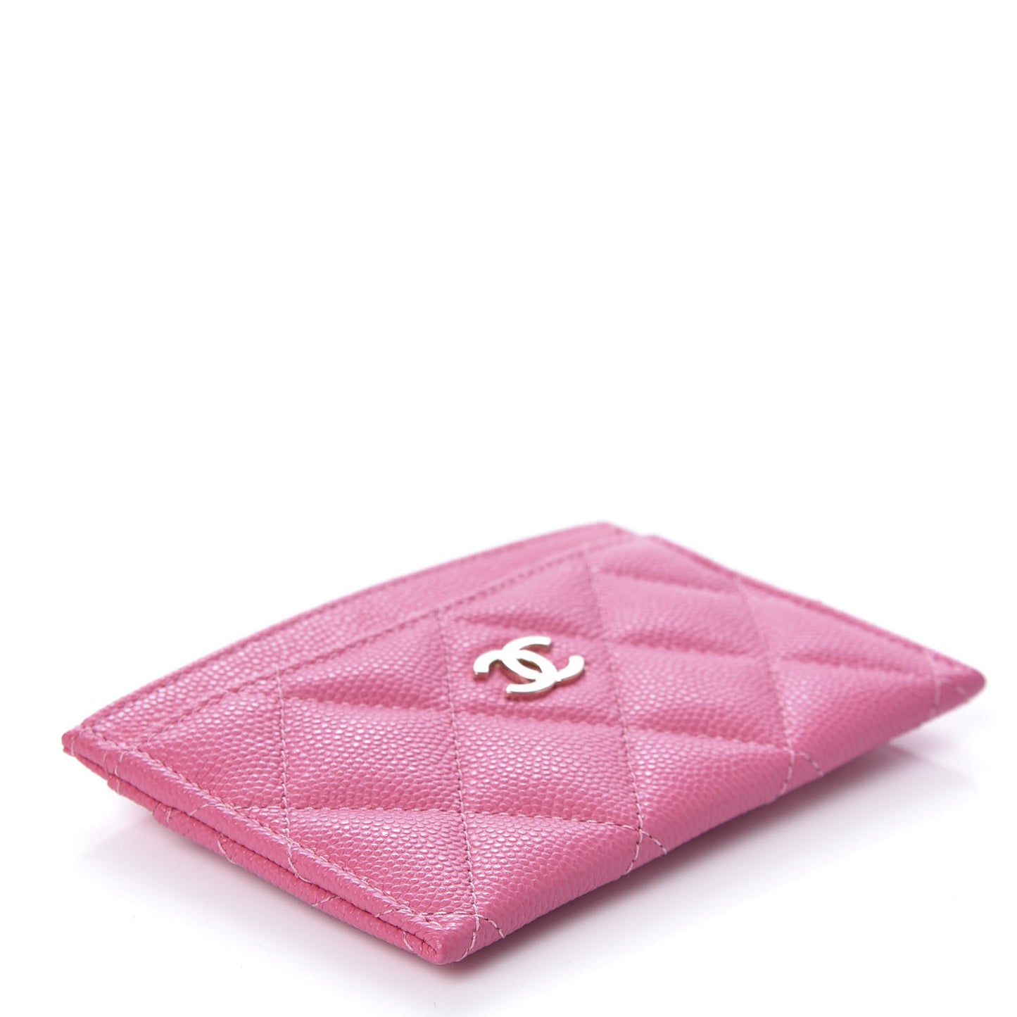 Caviar Quilted Card Holder Pink