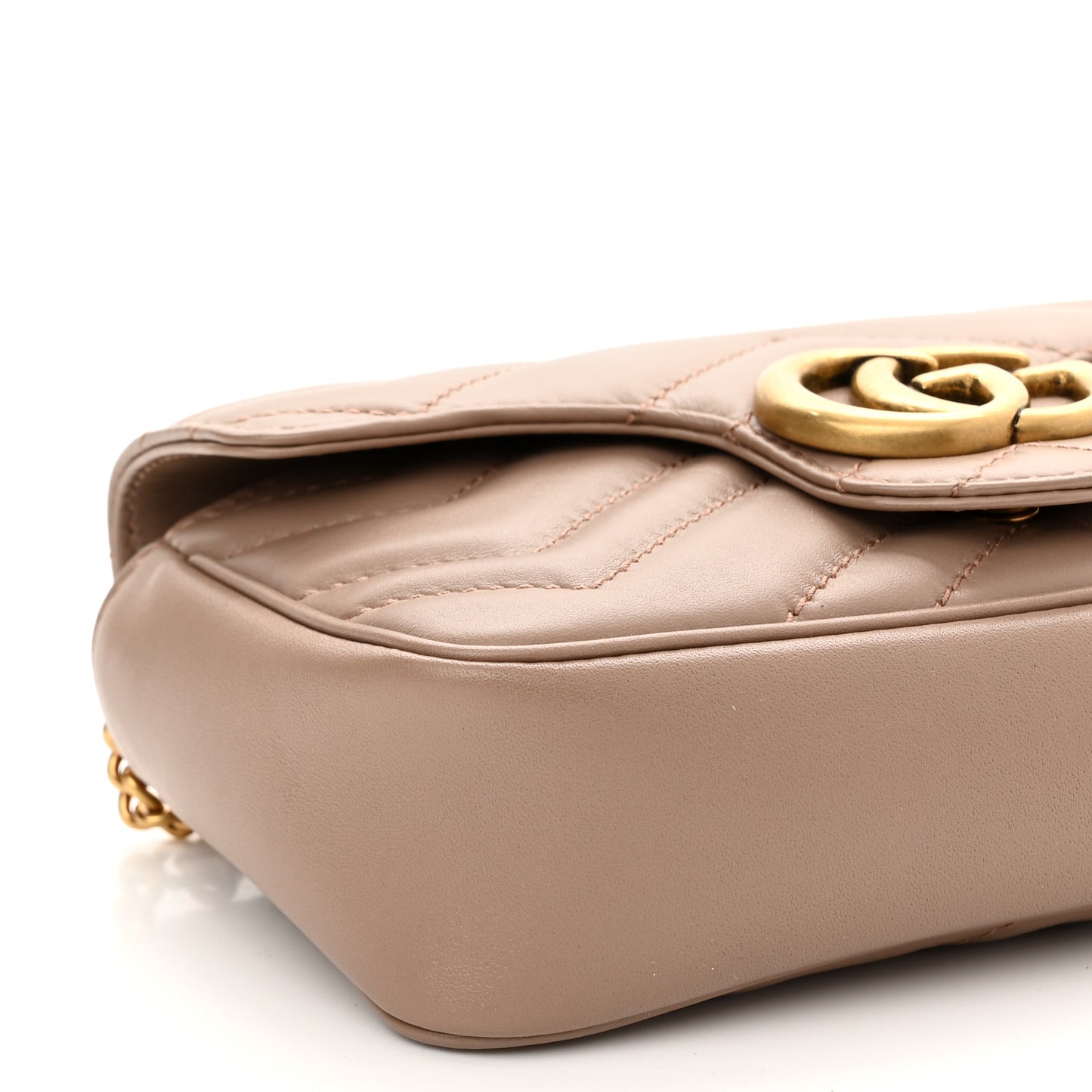 Calfskin Matelasse Super Mini GG Marmont Shoulder Bag Porcelain Rose