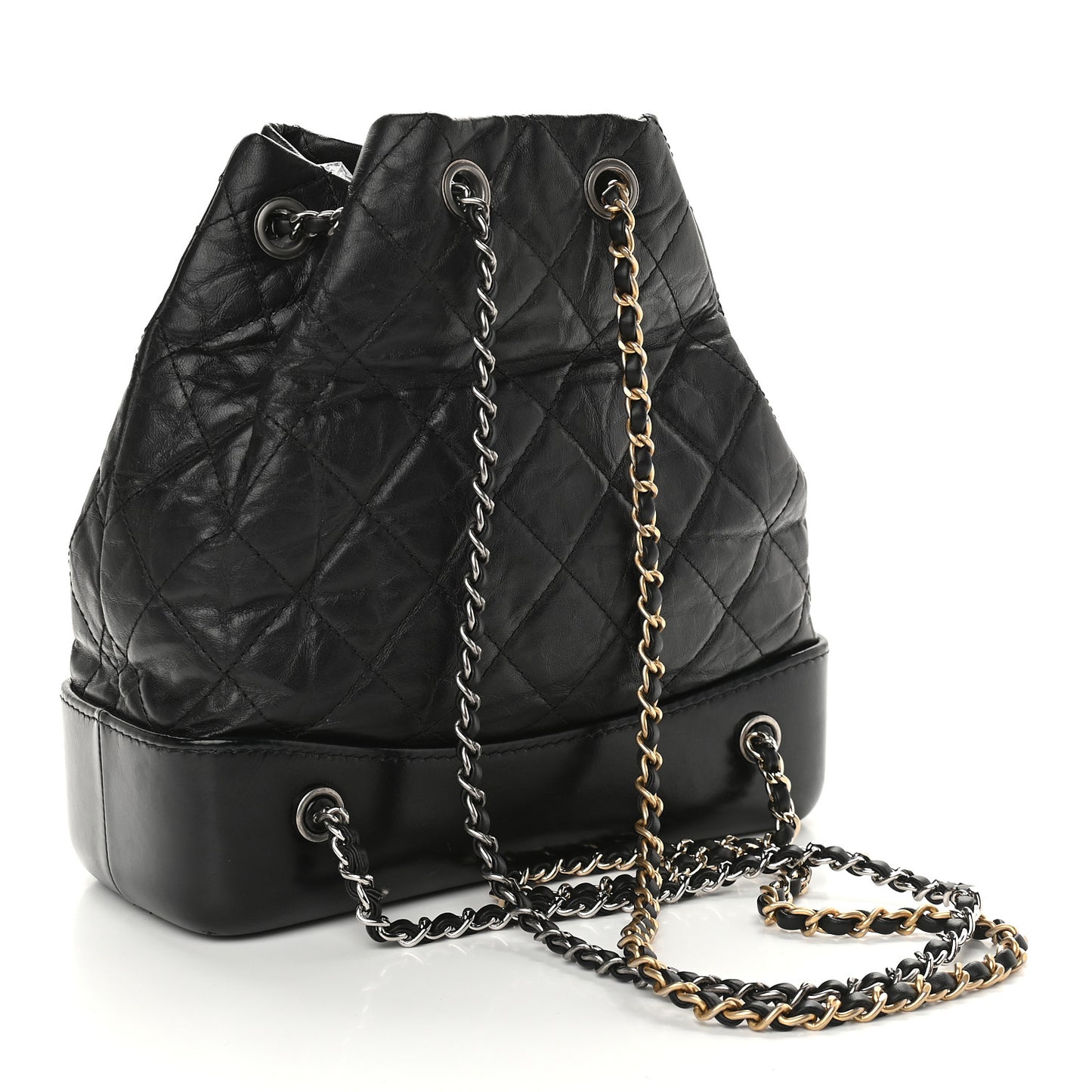 Aged Calfskin Quilted Small Gabrielle Backpack Black