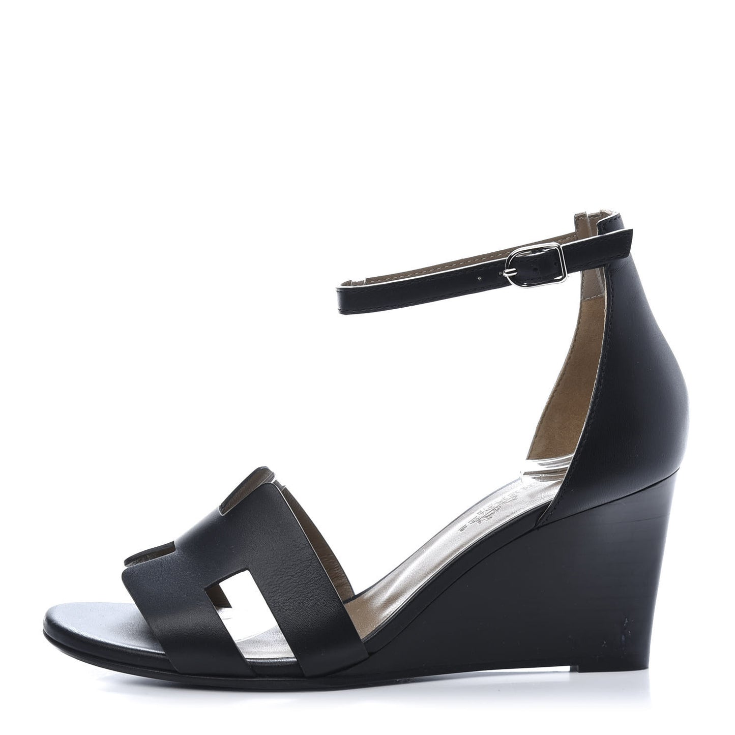Calfskin Legend Wedge Sandals 35.5 Black