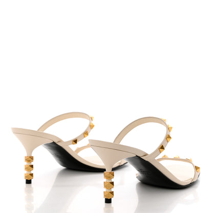 Valentino Garavani Calfskin Rockstud 50mm Slide Sandals 38 Ivory 4 of 8