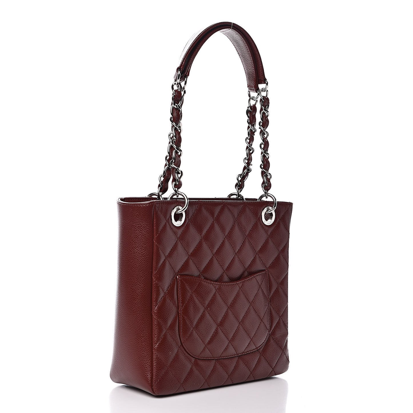 Caviar Quilted Petit Shopping Tote PST Burgundy