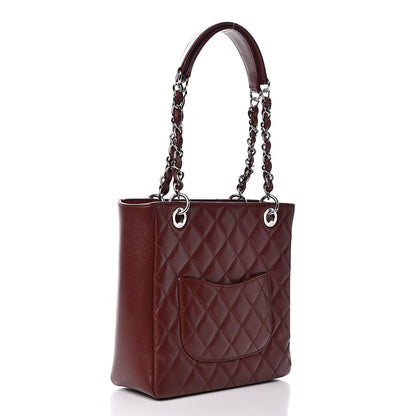 Chanel Caviar Quilted Petit Shopping Tote PST Burgundy 3 of 13