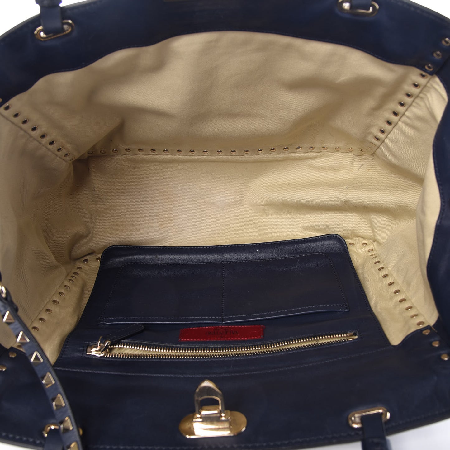 Vitello Medium Rockstud Tote Marine