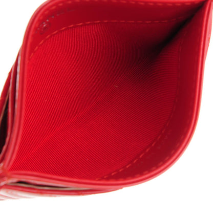 Chanel Patent Quilted Chevron Card Holder Red 5 of 8