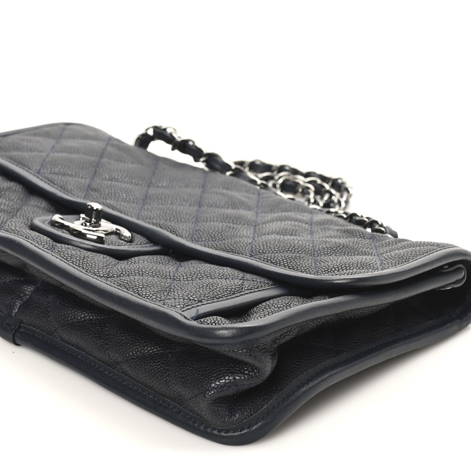 Chanel Caviar Quilted Medium French Riviera Flap Dark Navy Blue 10 of 10