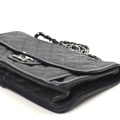 Chanel Caviar Quilted Medium French Riviera Flap Dark Navy Blue 10 of 10