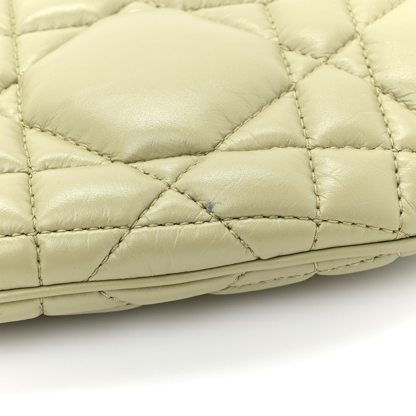 Calfskin Cannage Caro Pouch Desert Sage