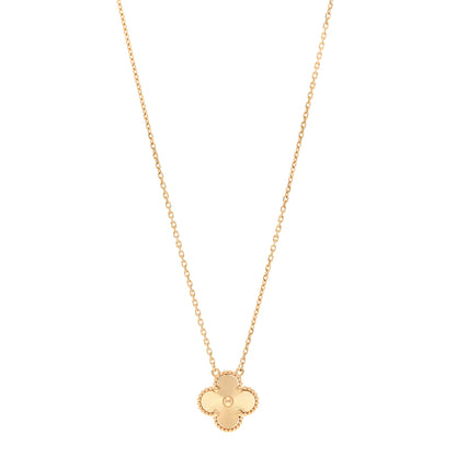 Van Cleef & Arpels 18K Yellow Gold Guilloche Vintage Alhambra Pendant Necklace 1 of 5