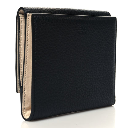 Fendi Cuoio Romano Vitello Grace Micro Peekaboo Tri-Fold Wallet Black Camelia 3 of 11