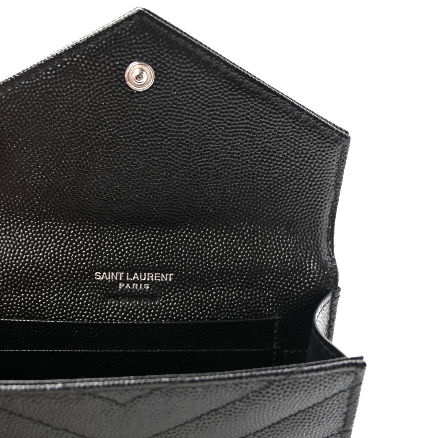 Grain De Poudre Matelasse Chevron Small Monogram Envelope Wallet Black