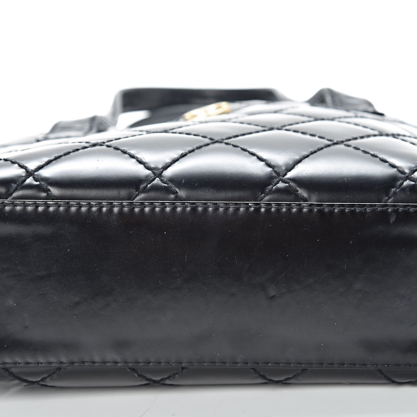 Calfskin Quilted Small Surpique Stitch Tote Black
