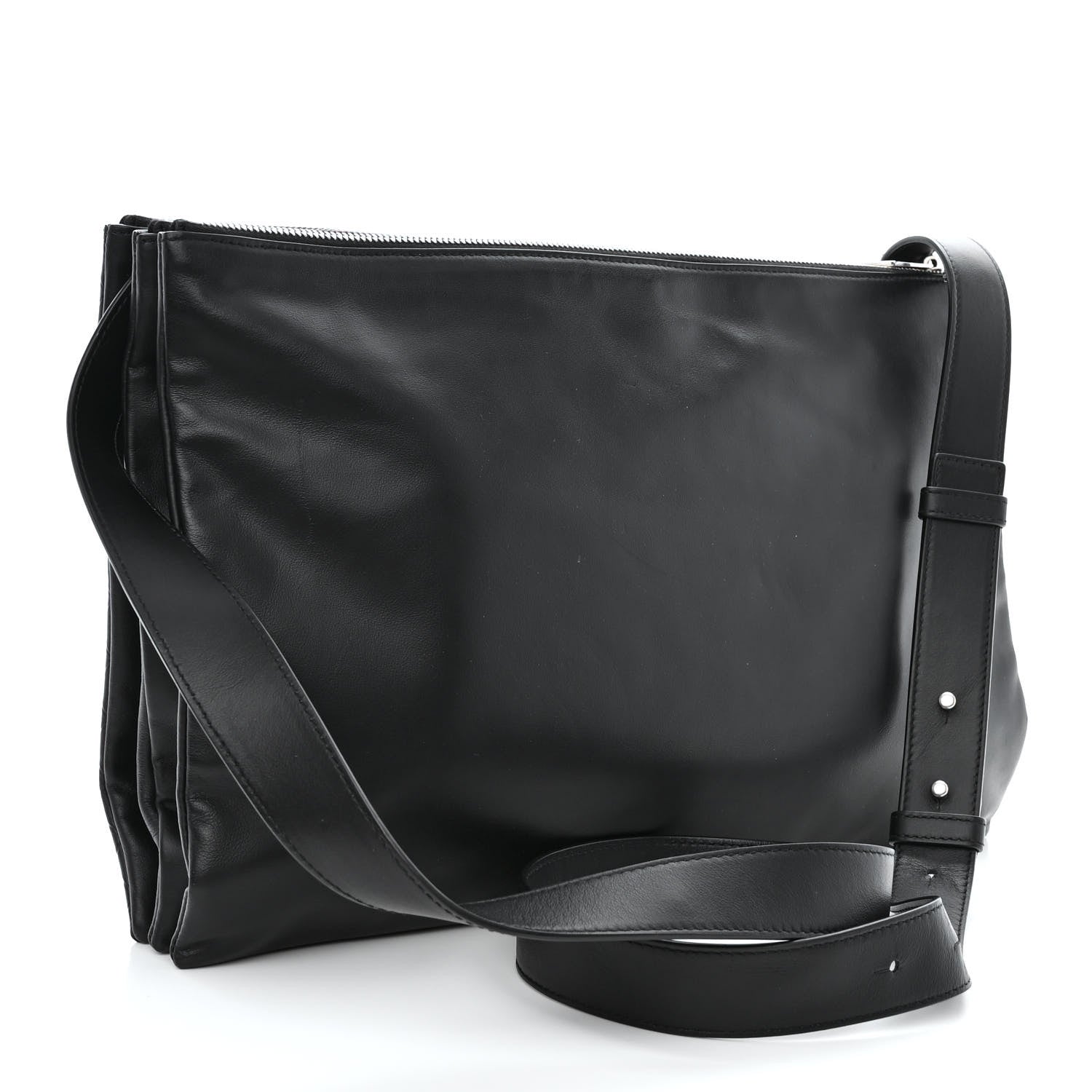 Bottega Veneta Intrecciato Embossed Triple Zip Messenger Bag Black 3 of 12
