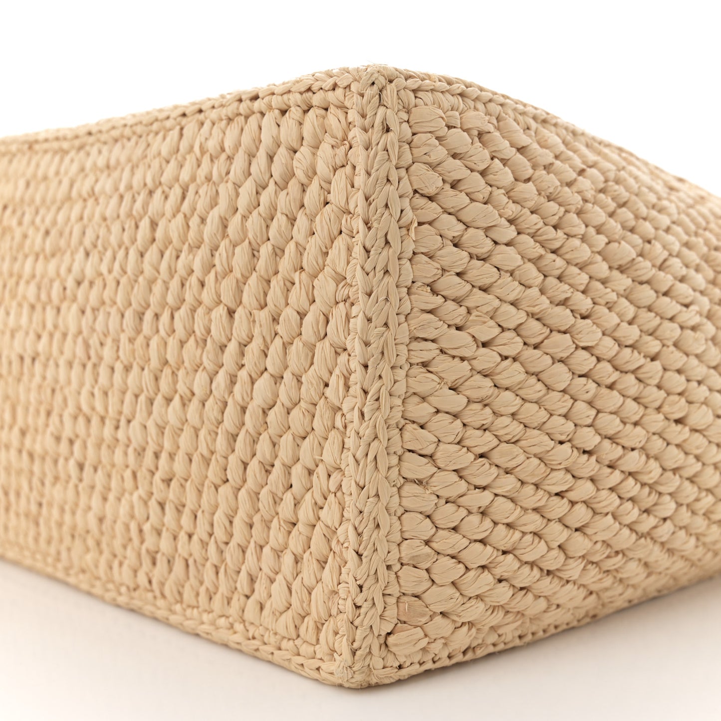 Raffia Calfskin Triomphe Small Cabas Thais Tan
