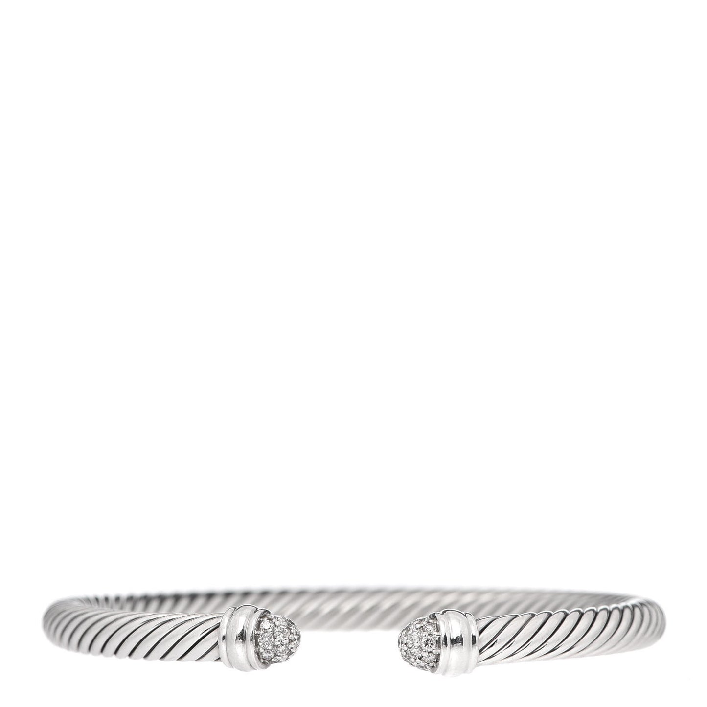 Sterling Silver Pave Diamond 5mm Cable Classics Bracelet