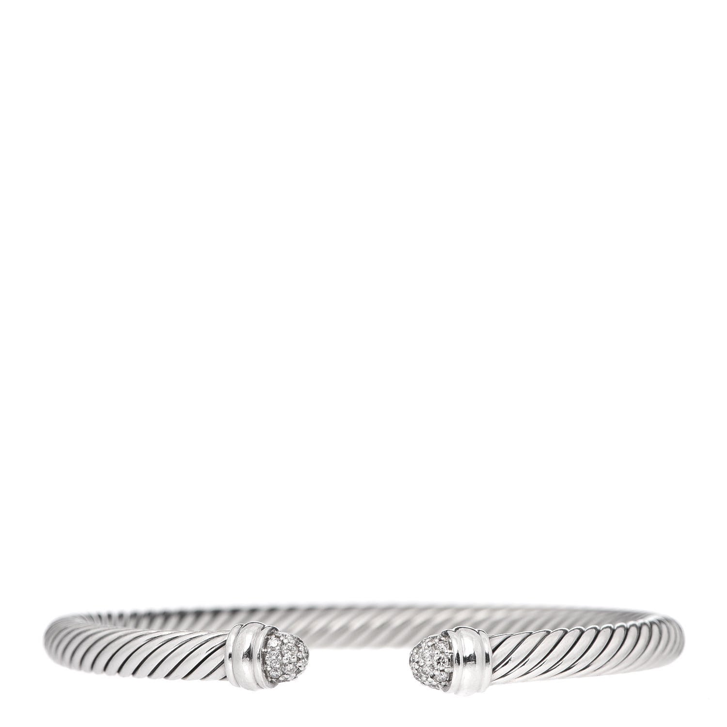 David Yurman Sterling Silver Pave Diamond 5mm Cable Classics Bracelet 1 of 4