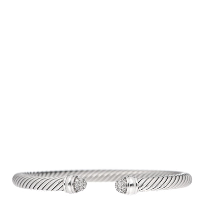 David Yurman Sterling Silver Pave Diamond 5mm Cable Classics Bracelet 1 of 4