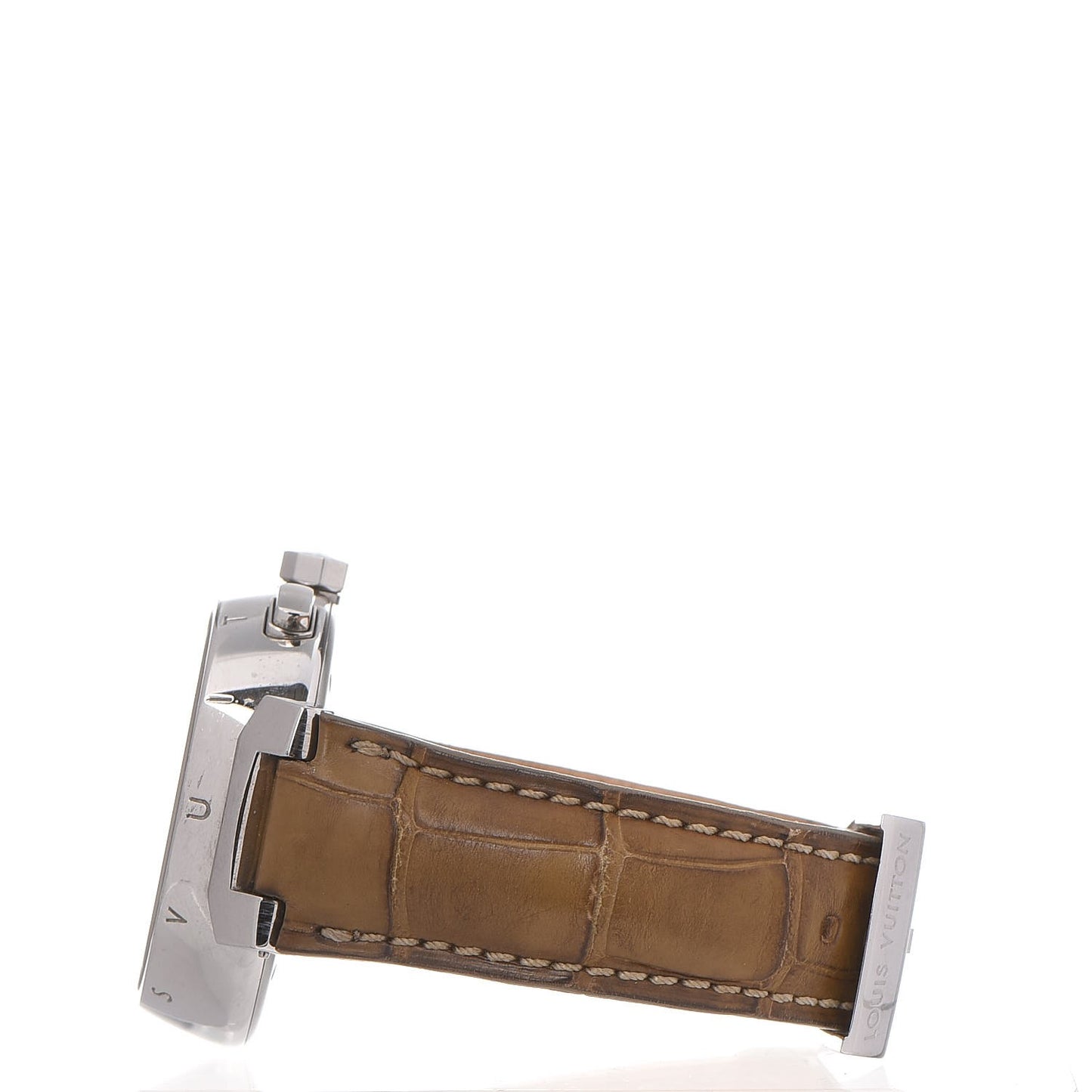 Stainless Steel Alligator 41mm Tambour Chronograph Automatic Watch Champagne