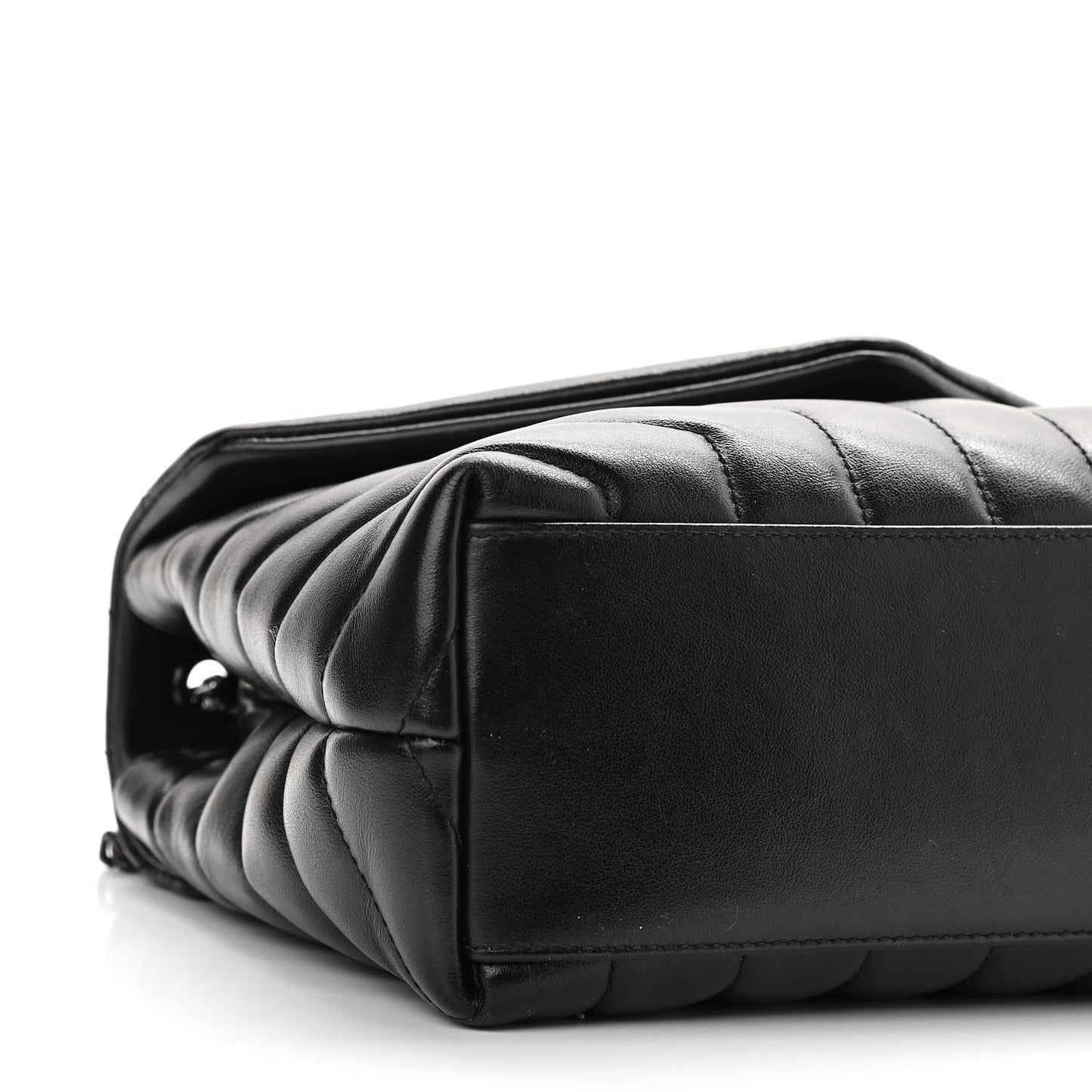 Calfskin Y Quilted Monogram Small Loulou Chain Satchel Black