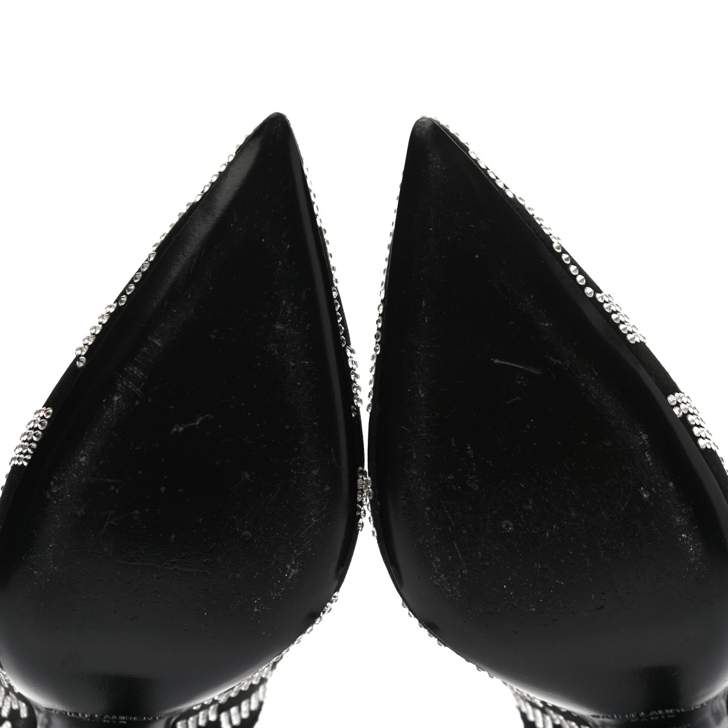 Satin Crystal Embellished Checkered Zoe 105 Pumps 36.5 Black