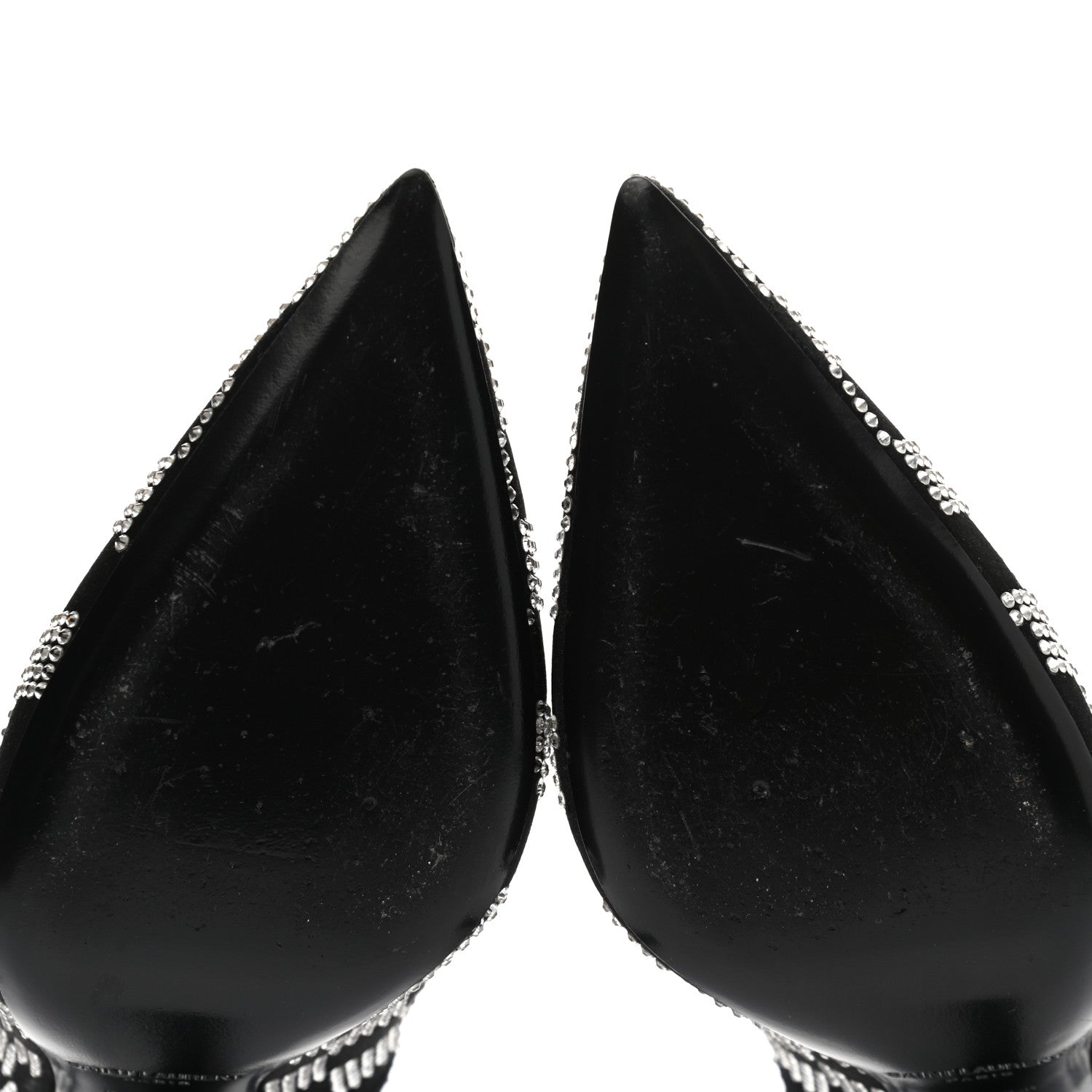 Saint Laurent Satin Crystal Embellished Checkered Zoe 105 Pumps 36.5 Black 8 of 13