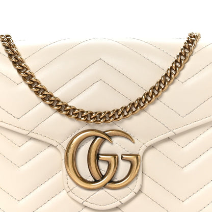 Gucci Calfskin Matelasse GG Marmont Chain Wallet Mystic White 10 of 12