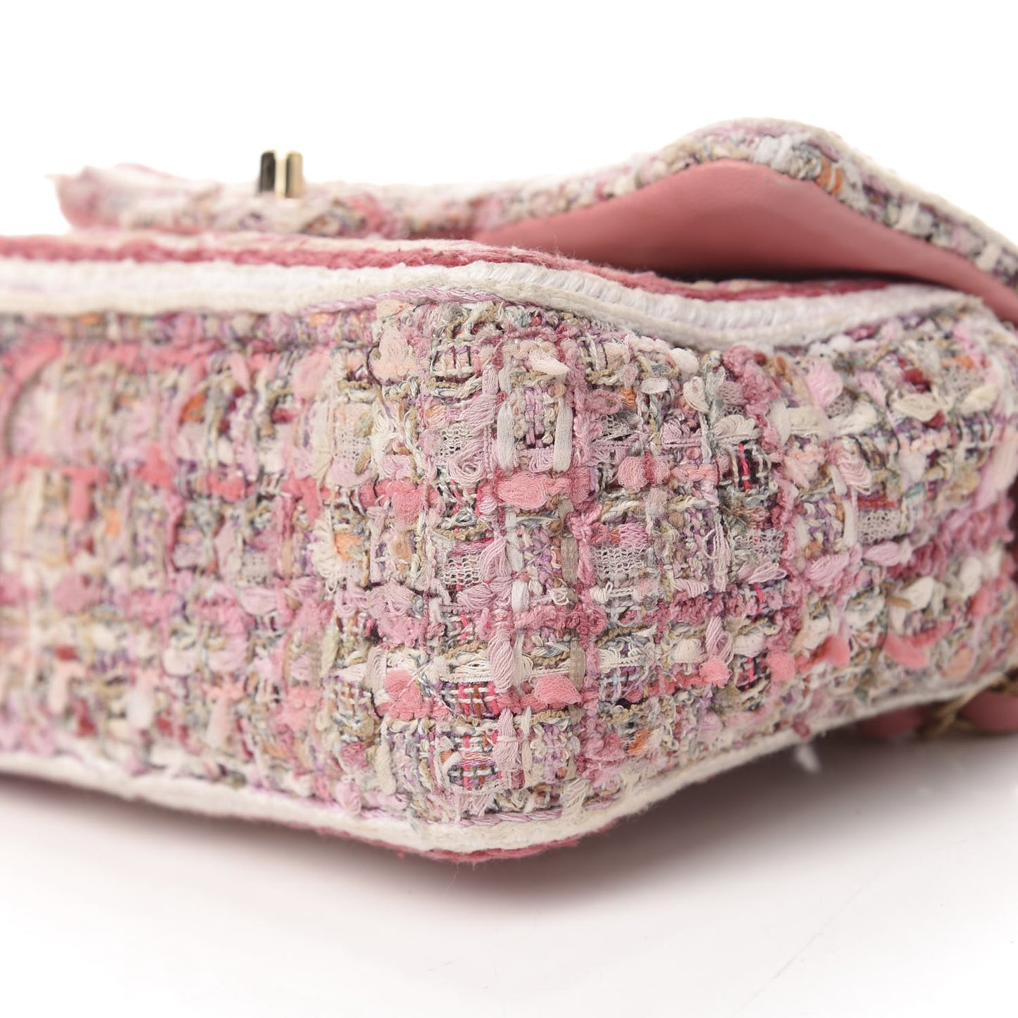 Tweed Braid Mini Flap White Pink
